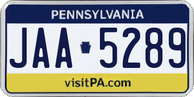 PA license plate JAA5289