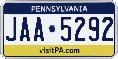 PA license plate JAA5292