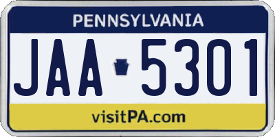 PA license plate JAA5301