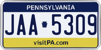 PA license plate JAA5309