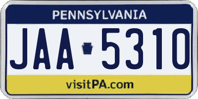 PA license plate JAA5310