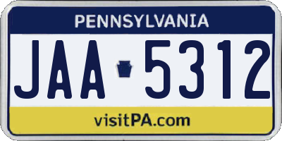 PA license plate JAA5312