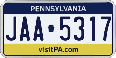 PA license plate JAA5317