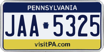 PA license plate JAA5325