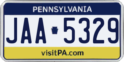 PA license plate JAA5329