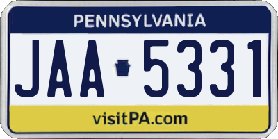 PA license plate JAA5331