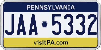 PA license plate JAA5332