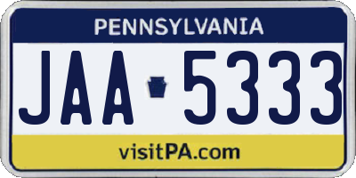 PA license plate JAA5333