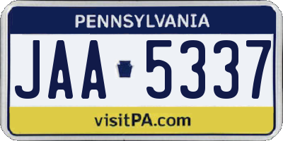 PA license plate JAA5337