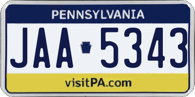 PA license plate JAA5343