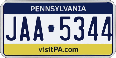 PA license plate JAA5344