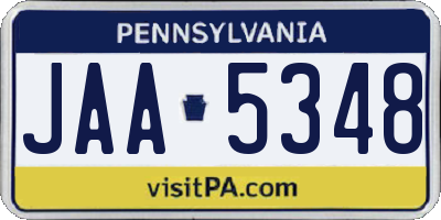 PA license plate JAA5348