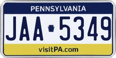 PA license plate JAA5349