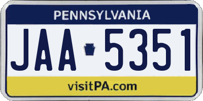 PA license plate JAA5351