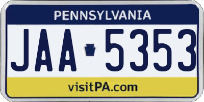 PA license plate JAA5353