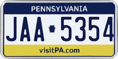 PA license plate JAA5354
