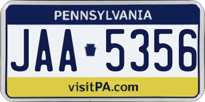 PA license plate JAA5356