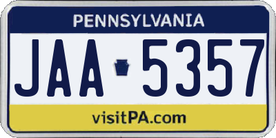 PA license plate JAA5357