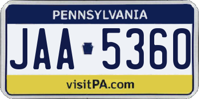 PA license plate JAA5360