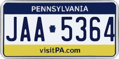 PA license plate JAA5364