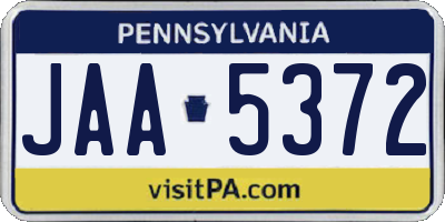 PA license plate JAA5372