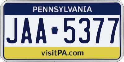 PA license plate JAA5377