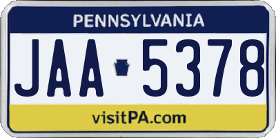 PA license plate JAA5378