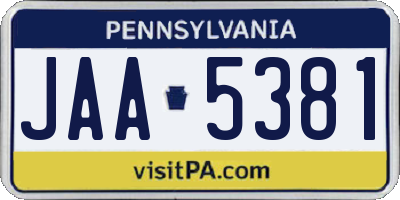 PA license plate JAA5381