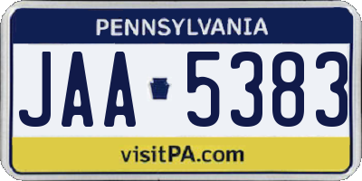 PA license plate JAA5383