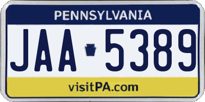 PA license plate JAA5389