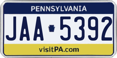 PA license plate JAA5392