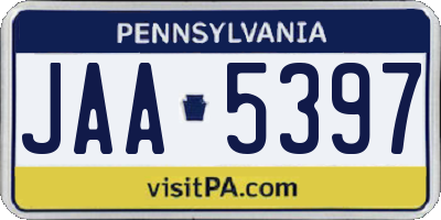 PA license plate JAA5397