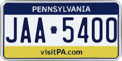 PA license plate JAA5400