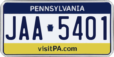 PA license plate JAA5401