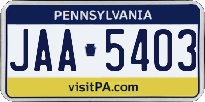 PA license plate JAA5403