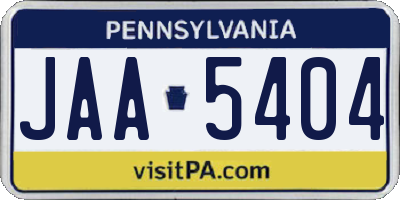 PA license plate JAA5404