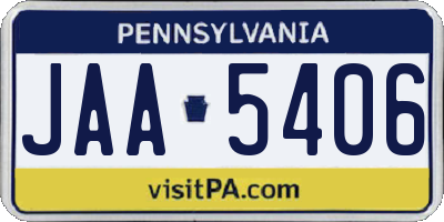 PA license plate JAA5406