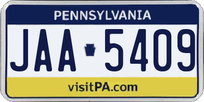 PA license plate JAA5409