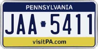 PA license plate JAA5411