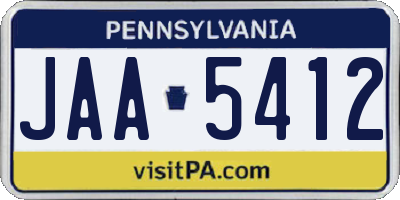 PA license plate JAA5412