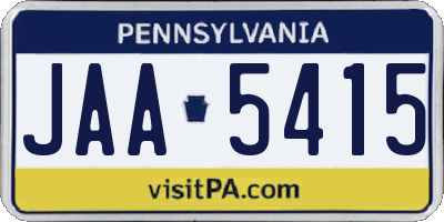 PA license plate JAA5415