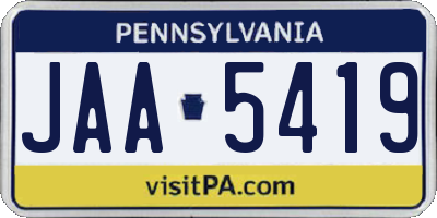 PA license plate JAA5419