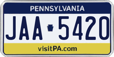 PA license plate JAA5420