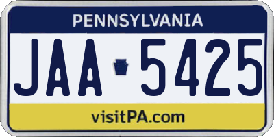 PA license plate JAA5425