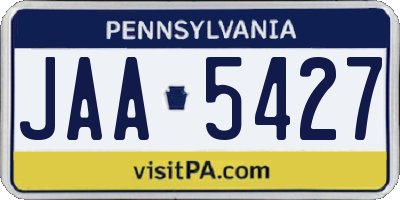 PA license plate JAA5427