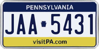PA license plate JAA5431
