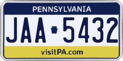 PA license plate JAA5432