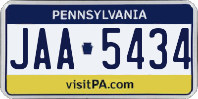 PA license plate JAA5434