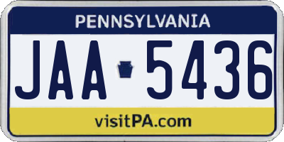 PA license plate JAA5436