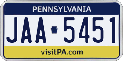 PA license plate JAA5451